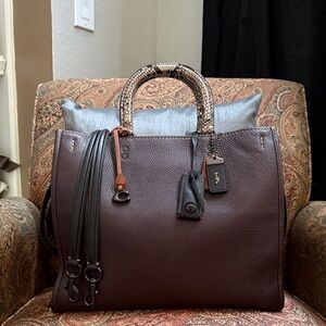SOLD Coach Rogue 36 MTO Oxblood w/ Blk colorblock and Python handles